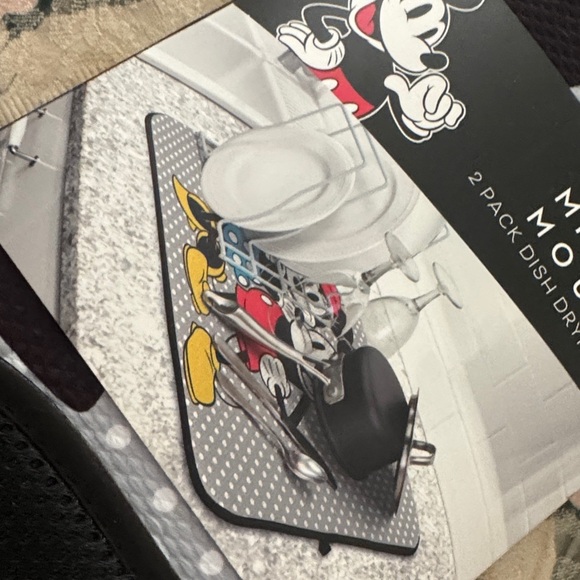 Disney Mickey Mouse Gray and Black Dish Mats - Picture 2 of 3